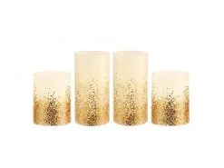 Pauleen LED-Kerzen Set Golden Glitter, Ø 7.6 cm, Gold/Weiss, 4 Stk.