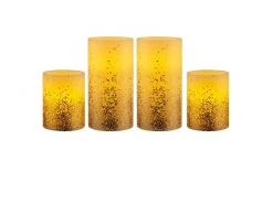 Pauleen LED-Kerzen Set Golden Glitter, Ø 7.6 cm, Gold/Weiss, 4 Stk. -Weihnachtsbeleuchtung Verkäufe 187639600 xxl