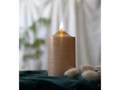 Star Trading LED-Kerze Pillar Flamme Ø 7.5 x 15 cm, Gold -Weihnachtsbeleuchtung Verkäufe 188027521 xxl