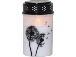 Star Trading LED Grabkerze Dandelion Ø 7 x 12 cm, Weiss