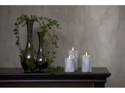 Star Trading LED-Kerze Pillar Flamme Marble Ø 7.5 x 17.5 cm, Grau -Weihnachtsbeleuchtung Verkäufe 193847951 xxl