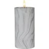 Star Trading LED-Kerze Pillar Flamme Marble Ø 7.5 x 17.5 cm, Grau