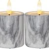 Star Trading LED-Kerze Pillar Flamme Marble Ø 5.5 x 9 cm, Grau, 2 Stk