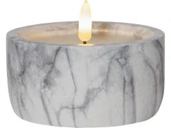 Star Trading LED-Kerze Pillar Flamme Marble Ø 10 x 7.5 cm, Grau
