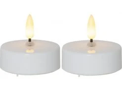 Star Trading LED Teelichter Set Flamme Ø 5.8 x 5.5 cm, Weiss, 2 Stk