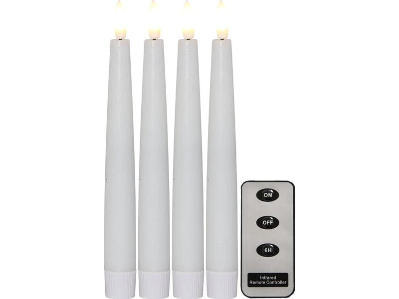 Star Trading LED-Stabkerzen Set Dinner Flamme Ø 2.1 x 20 cm, Weiss, 4 Stk 2 Star Trading LED-Stabkerzen Set Dinner Flamme Ø 2.1 x 20 cm, Weiss, 4 Stk – Bild 2