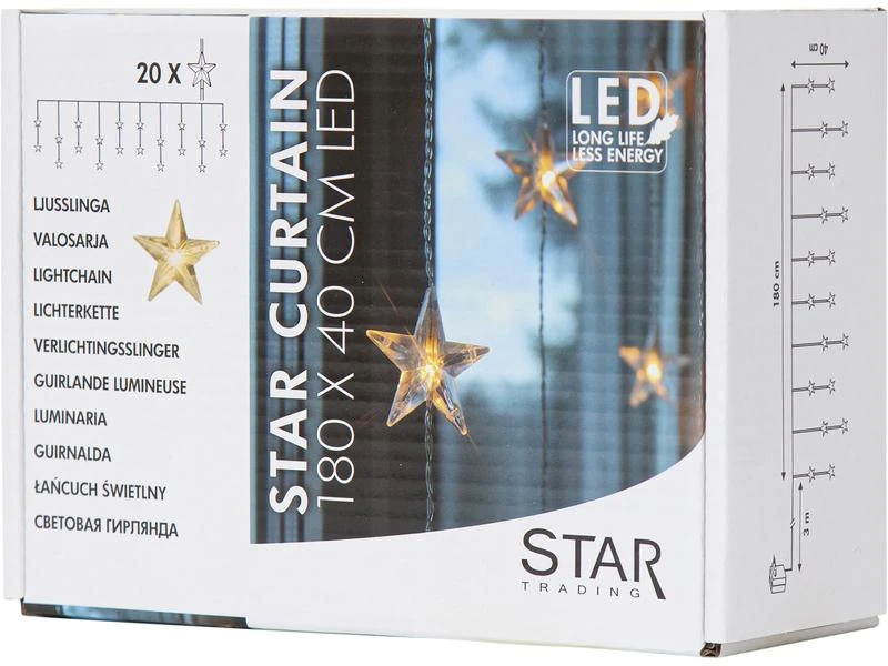 Star Trading LED-Lichtervorhang Stern 20 LED, 180 cm 3 Star Trading LED-Lichtervorhang Stern 20 LED, 180 cm – Bild 3