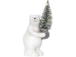 Star Trading LED-Figur Eisbär mit Tanne, 16 cm, Weiss