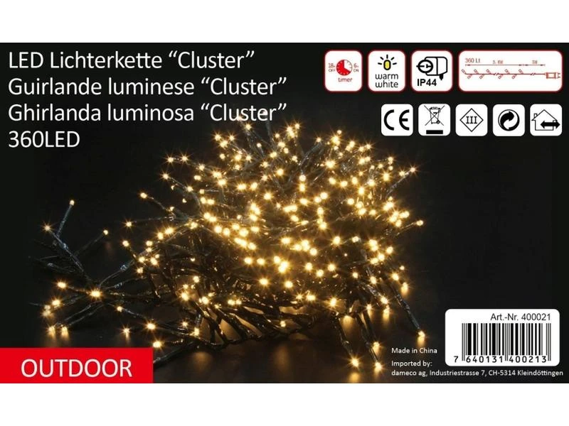 Dameco LED-Lichterkette Cluster 360 LED, 3.6 m, Outdoor 5 Dameco LED-Lichterkette Cluster 360 LED, 3.6 m, Outdoor – Bild 5