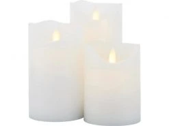 Sirius LED-Kerzen Set Sara, 10/12.5/15 cm, Weiss, Wiederaufladbar