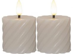 Star Trading LED-Kerzen Set Flamme Swirl, Ø 5 x 7.5 cm, Beige, 2 Stk