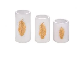 Pauleen LED-Kerzen Set Golden Feather, Ø 7.6 cm, Gold/Weiss, 3 Stk.