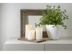 Star Trading LED-Kerze Flamme Rustic, Ø 7.5 x 10 cm, Weiss -Weihnachtsbeleuchtung Verkäufe 223406070 xxl
