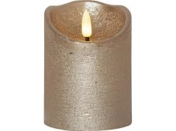 Star Trading LED-Kerze Flamme Rustic, Ø 7.5 x 10 cm, Gold