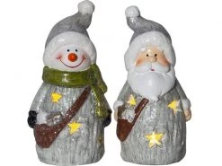 Star Trading LED-Figur Weihnachts- und Schneemann, 14 cm, Grau