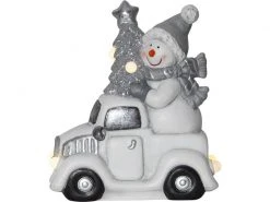 Star Trading LED-Figur Schneemann mit Auto, 23 cm, Weiss