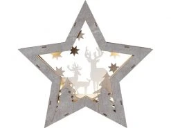 Star Trading Tischdeko Stern Fauna, 34 cm, Holz