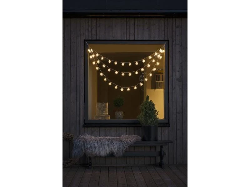 Konstsmide LED-Lichtervorhang Schneeflocken, 44 LED, 1.25 m, Outdoor 2 Konstsmide LED-Lichtervorhang Schneeflocken, 44 LED, 1.25 m, Outdoor – Bild 2