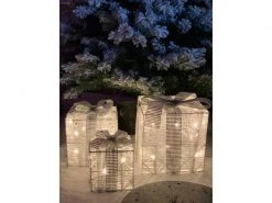 Dameco LED-Figur Geschenkboxen, 3 Stück, Silber -Weihnachtsbeleuchtung Verkäufe 227756799 xxl