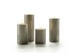STT LED-Kerzen Set Flat, Ø 7.5x10/13.5/17/20 cm, Grau