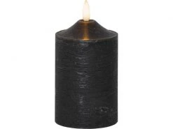 Star Trading LED-Kerze Pillar Flamme Ø 7.5 x 15 cm, Schwarz