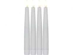 Star Trading LED-Stabkerzen Set Dinner Flamme Ø 2.1 x 20 cm, Weiss, 4 Stk