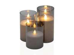 Pauleen LED-Kerzen Set Classy Smokey, Ø7.5cm, Anthrazit/Weiss, 3 Stk -Weihnachtsbeleuchtung Verkäufe 52052611 xxl