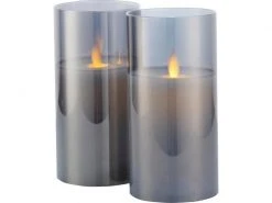 Sirius LED-Kerzen Set Ivy, 2 x Ø 7.5 x 15 cm, Grau