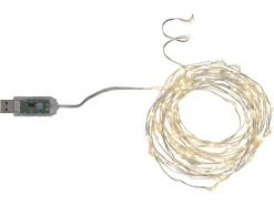 Star Trading LED Lichterkette Angel Hair USB Stick 1 m, 100 LED Silber