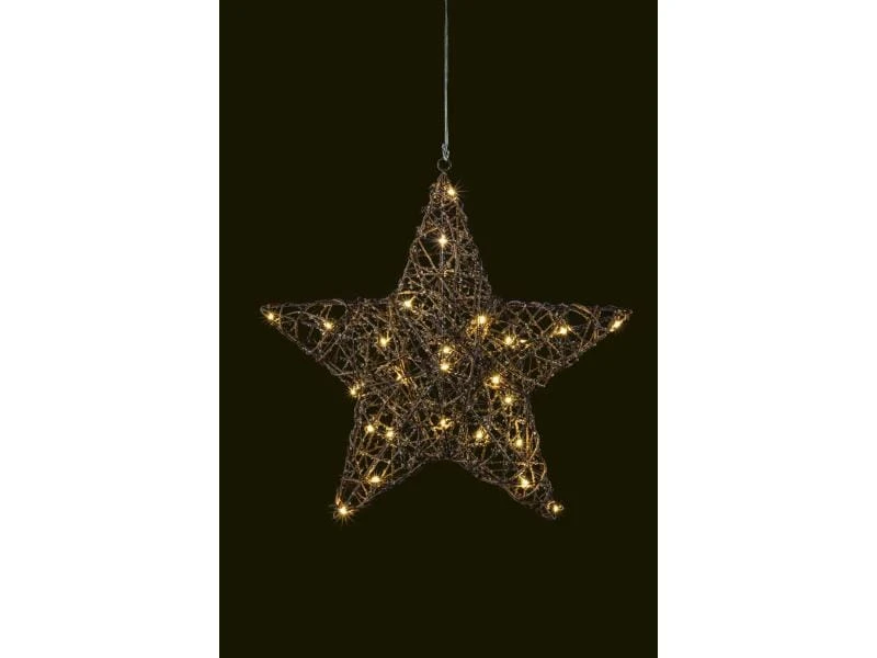 STT Fensterhänger Rattan Stern, 35 cm, Braun 2 STT Fensterhänger Rattan Stern, 35 cm, Braun – Bild 2