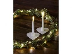 Sirius LED-Stabkerzen Set Olina Heart Ø 8 x 15 cm, Weiss, 2 Stk.
