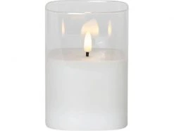 Star Trading LED-Kerze Pillar Flamme Ø 9 x 12.5 cm, Transparent