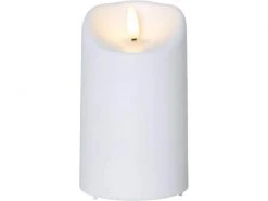 Star Trading LED-Kerze Pillar Flamme Ø 7.5 x 13 cm, Weiss