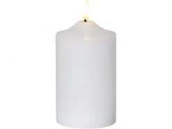 Star Trading LED-Kerze Pillar Flamme Ø 7.5 x 15 cm, Weiss