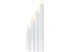 Star Trading LED-Stabkerzen Set Dinner Flamme Ø 2.1x28.5 cm, Weiss, 4 Stk