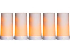 Star Trading LED-Kerzen Set Candle Diner Ø6.8 x 13 cm, Weiss, 5 Stk